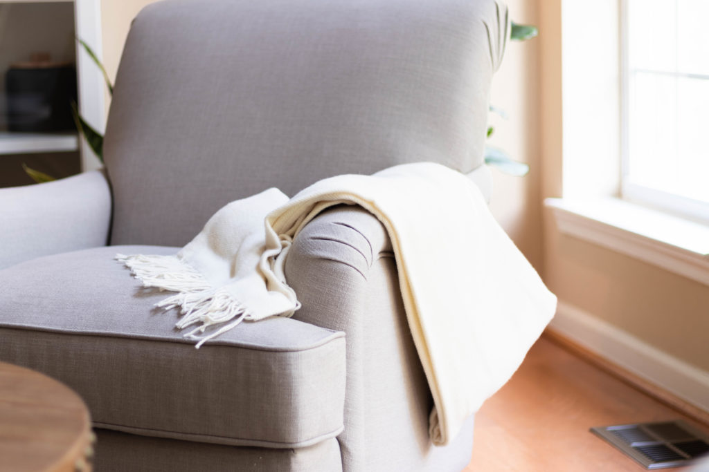 organic wool cream beige throw blanket