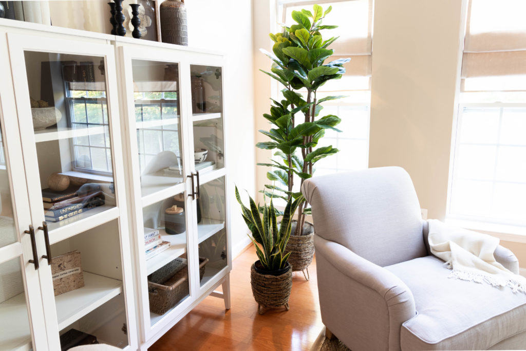 Faux Plants and real plant living room decor