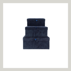 Velvet navy blue boxes set of three
