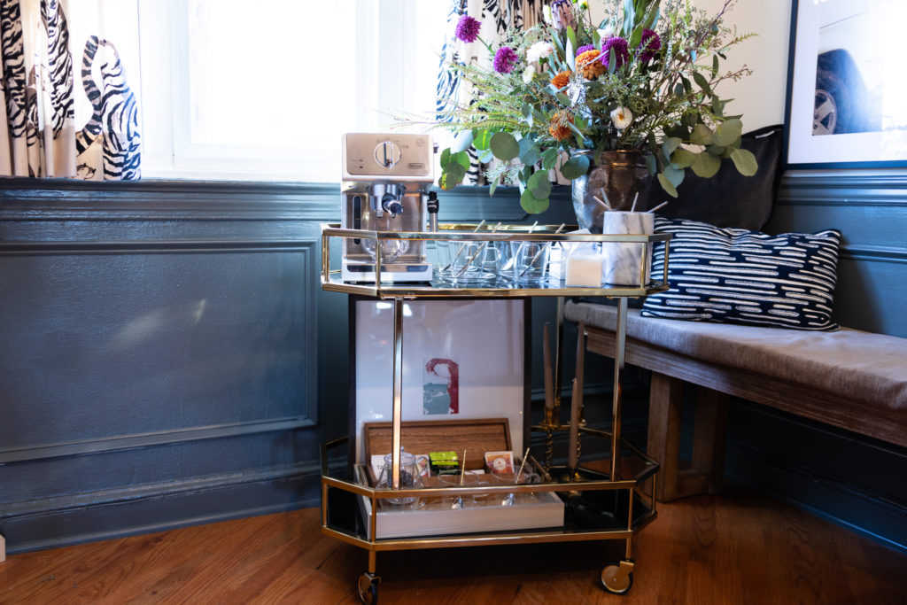 Espresso Gold Bar Cart from Home Depot on Rashida Banks Blog