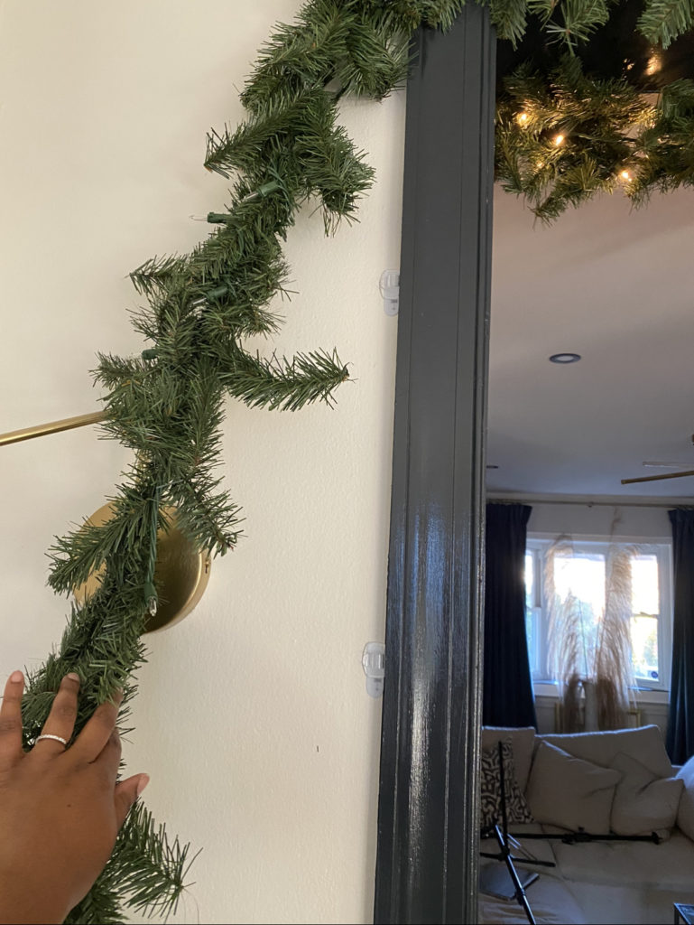 Hanging garland using command hooks